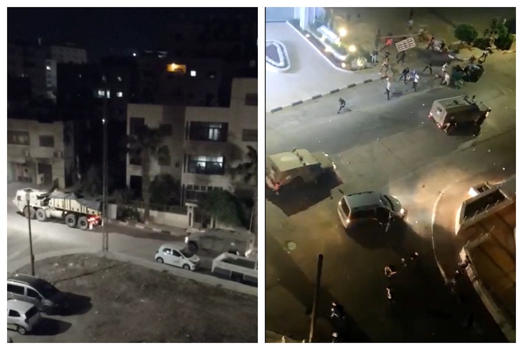 صورتان من اقتحام قوات الاحتلال الإسرائلي مدينة رام الله