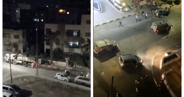 صورتان من اقتحام قوات الاحتلال الإسرائلي مدينة رام الله